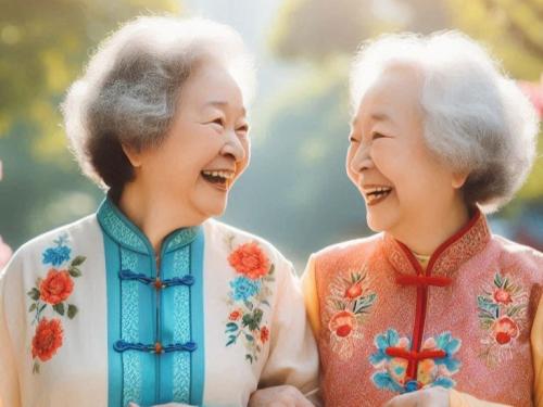 老人家散步聊天